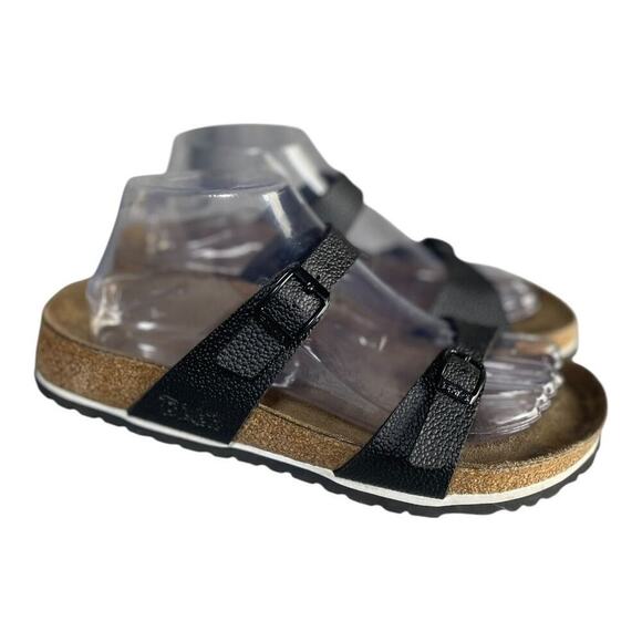 Birki’s Shoes - Birki’s By Birkenstock Women’s Tahiti Black Leather Double Strap Sandals Size-8